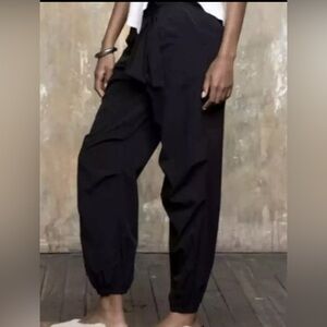 Pashko Black Serene Jogger Pants Sash Tied